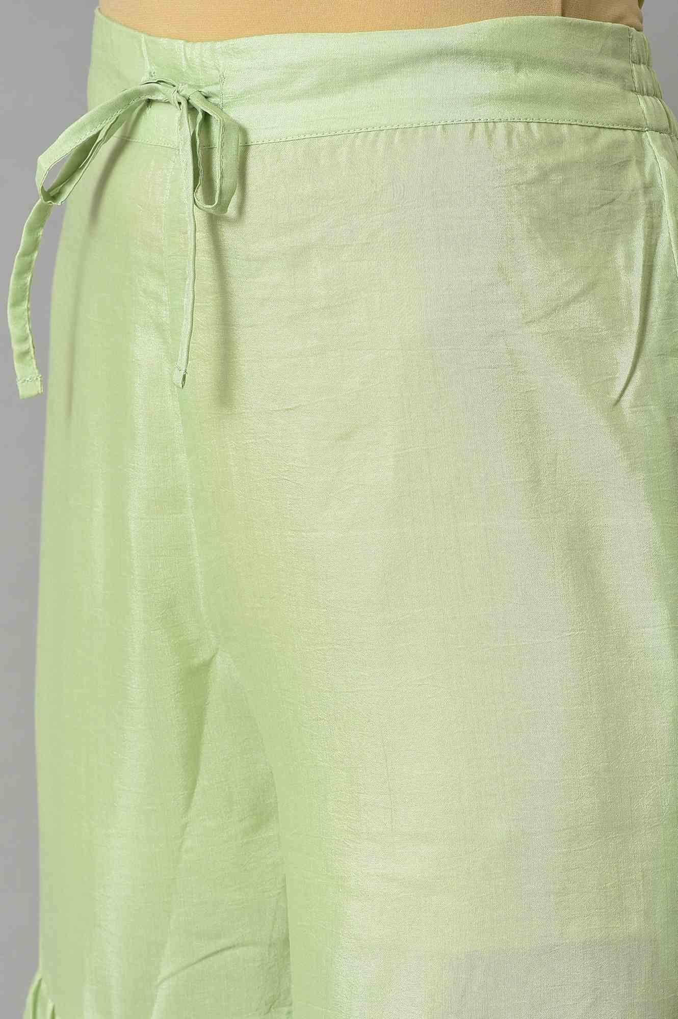 Green Printed kurta, Sharara And Dupatta Set - wforwoman