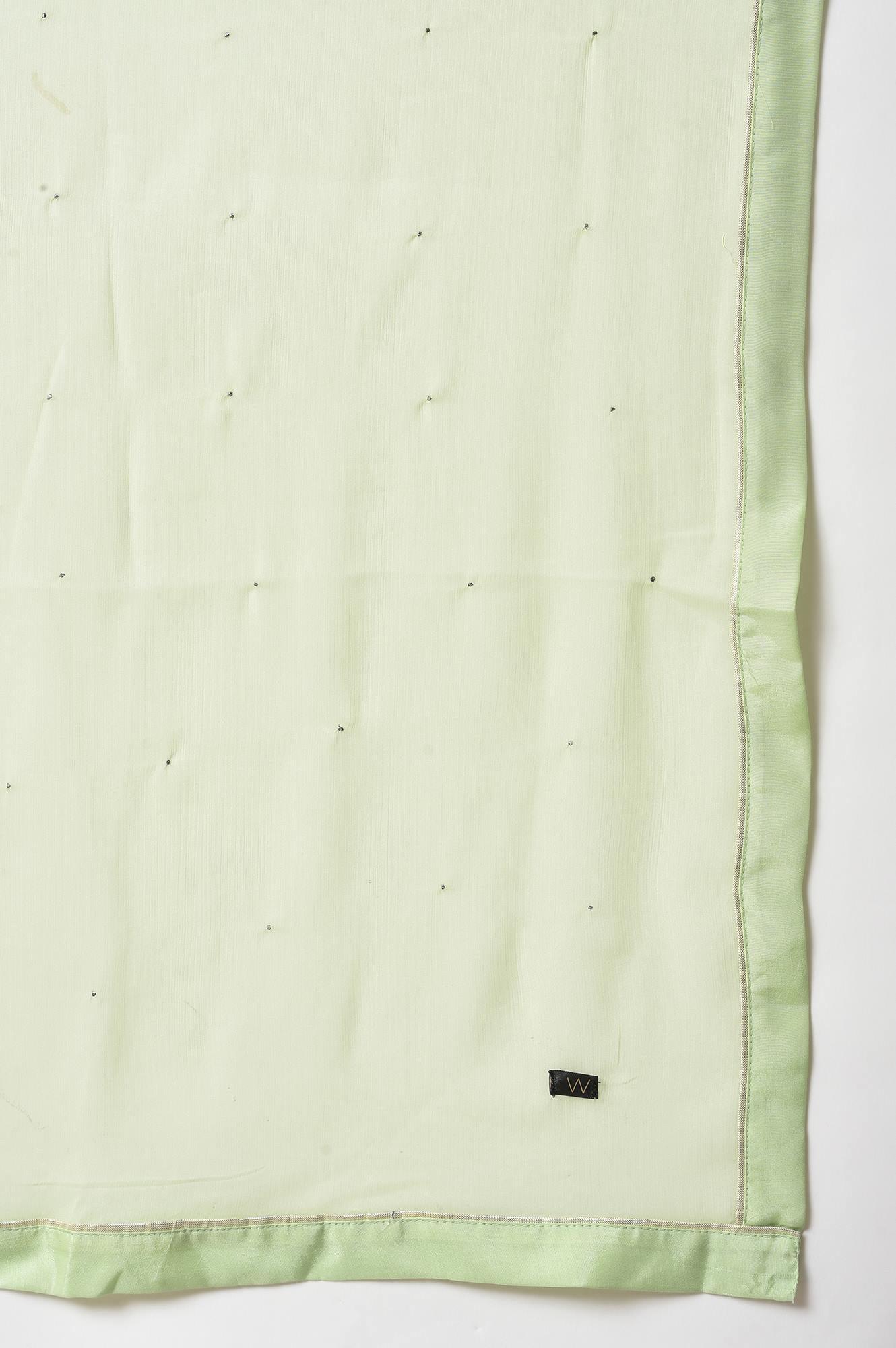 Green Printed kurta, Sharara And Dupatta Set - wforwoman