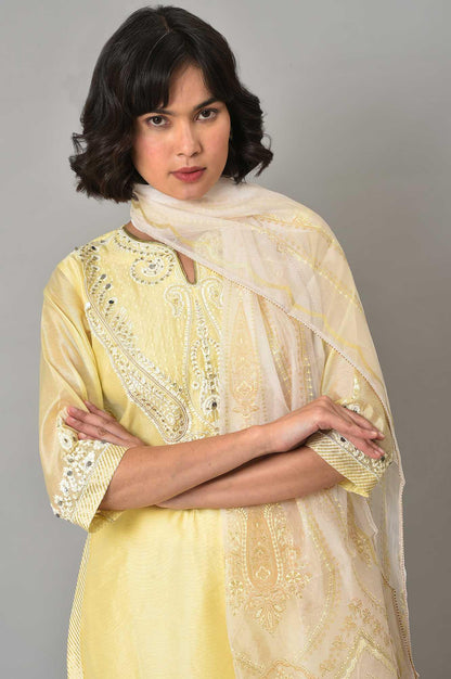 Light Yellow Short kurta With Sharara And Dupatta - wforwoman