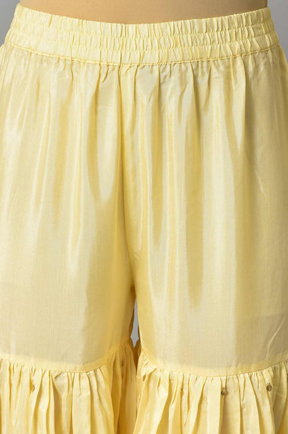 Light Yellow Short kurta With Sharara And Dupatta - wforwoman