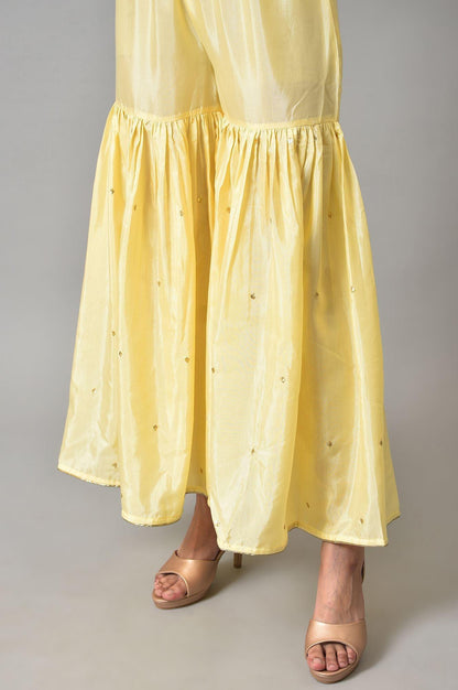 Light Yellow Short kurta With Sharara And Dupatta - wforwoman