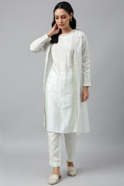 Mint Green Festive Trench Jacket Set - wforwoman