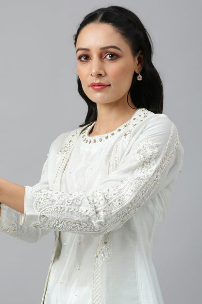 Mint Green Festive Trench Jacket Set - wforwoman