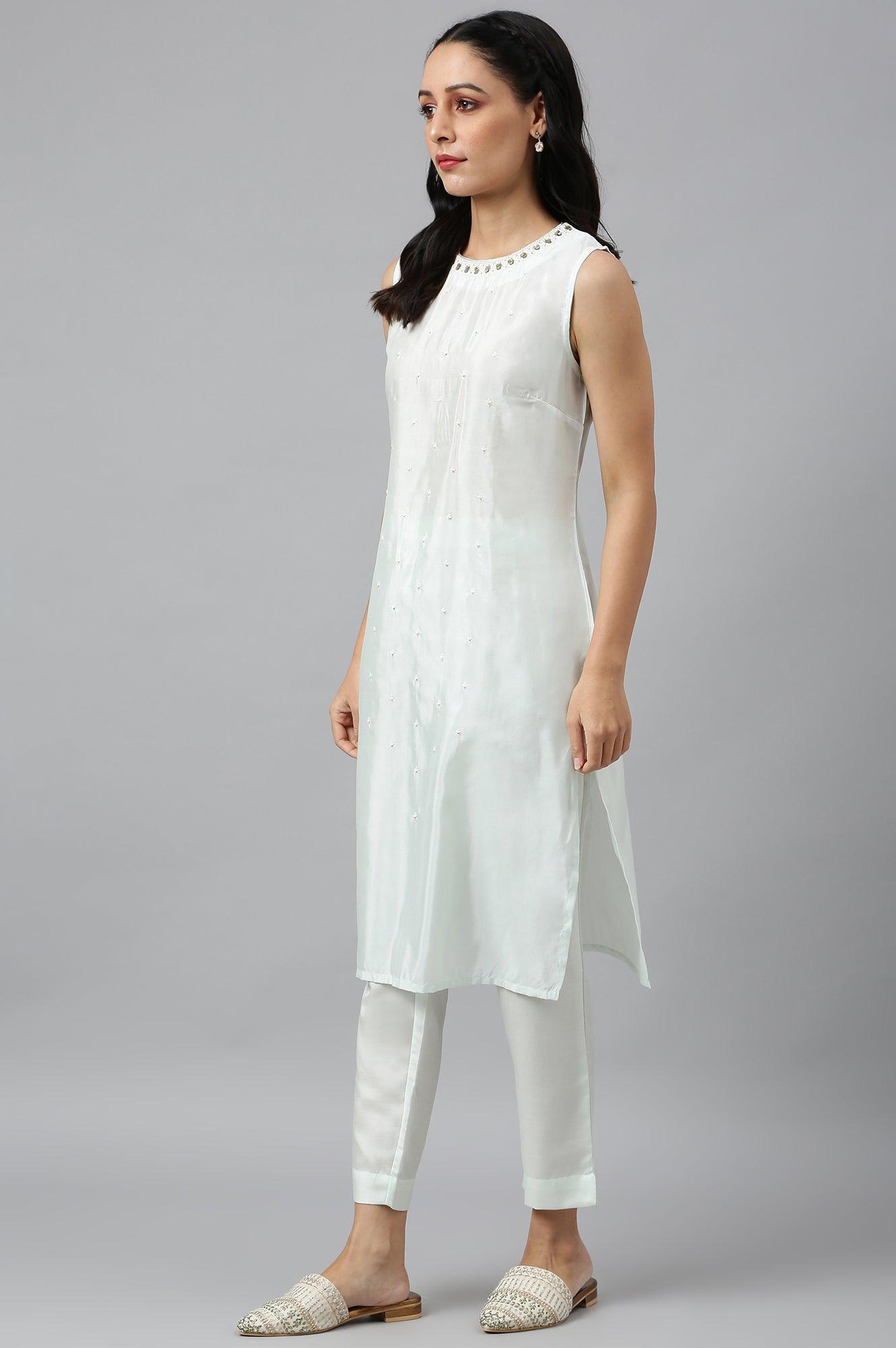 Mint Green Festive Trench Jacket Set - wforwoman