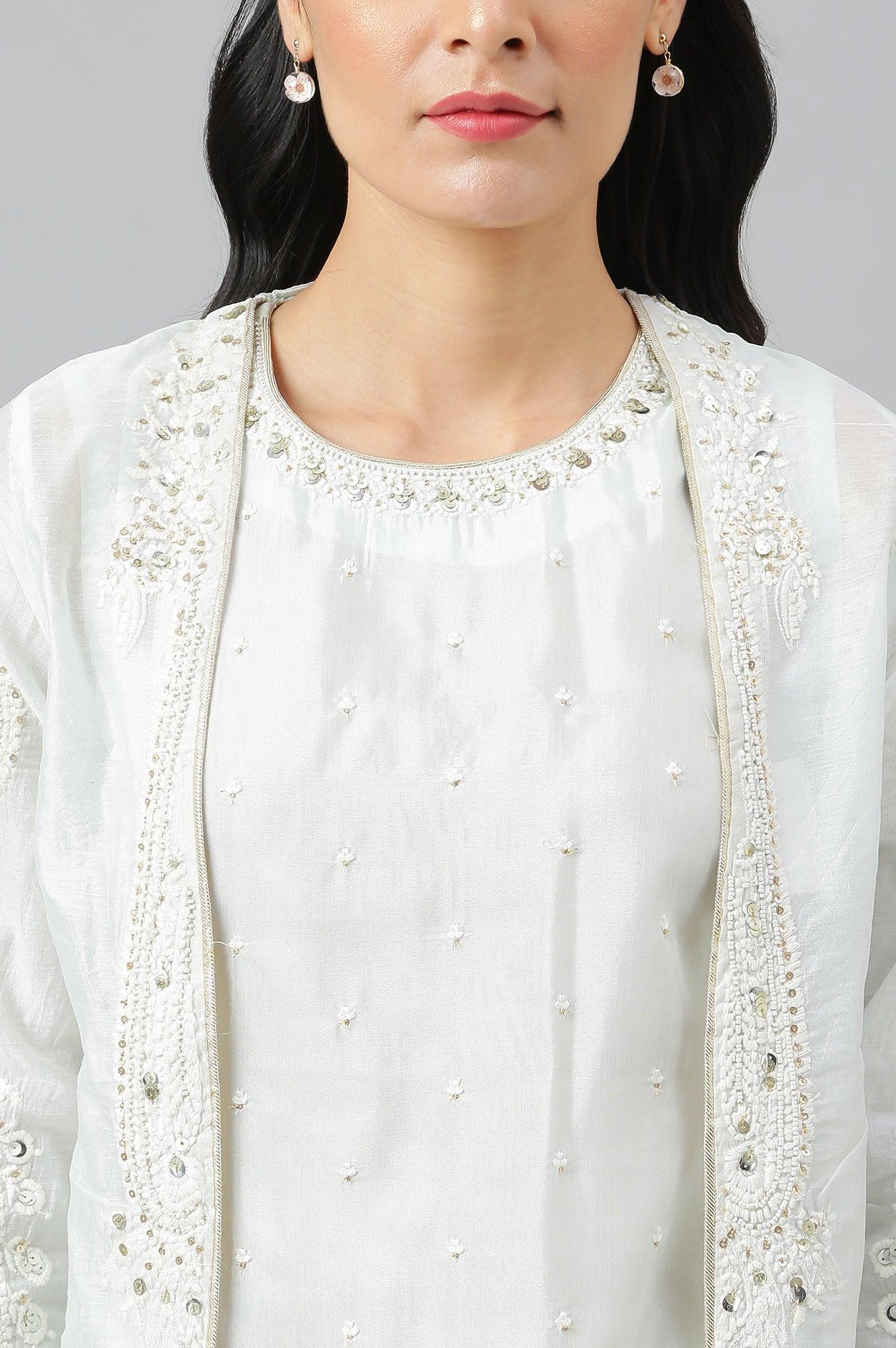 Mint Green Festive Trench Jacket Set - wforwoman