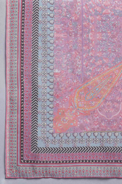 Grey Mock Layer Dress with Pink Organza Dupatta - wforwoman