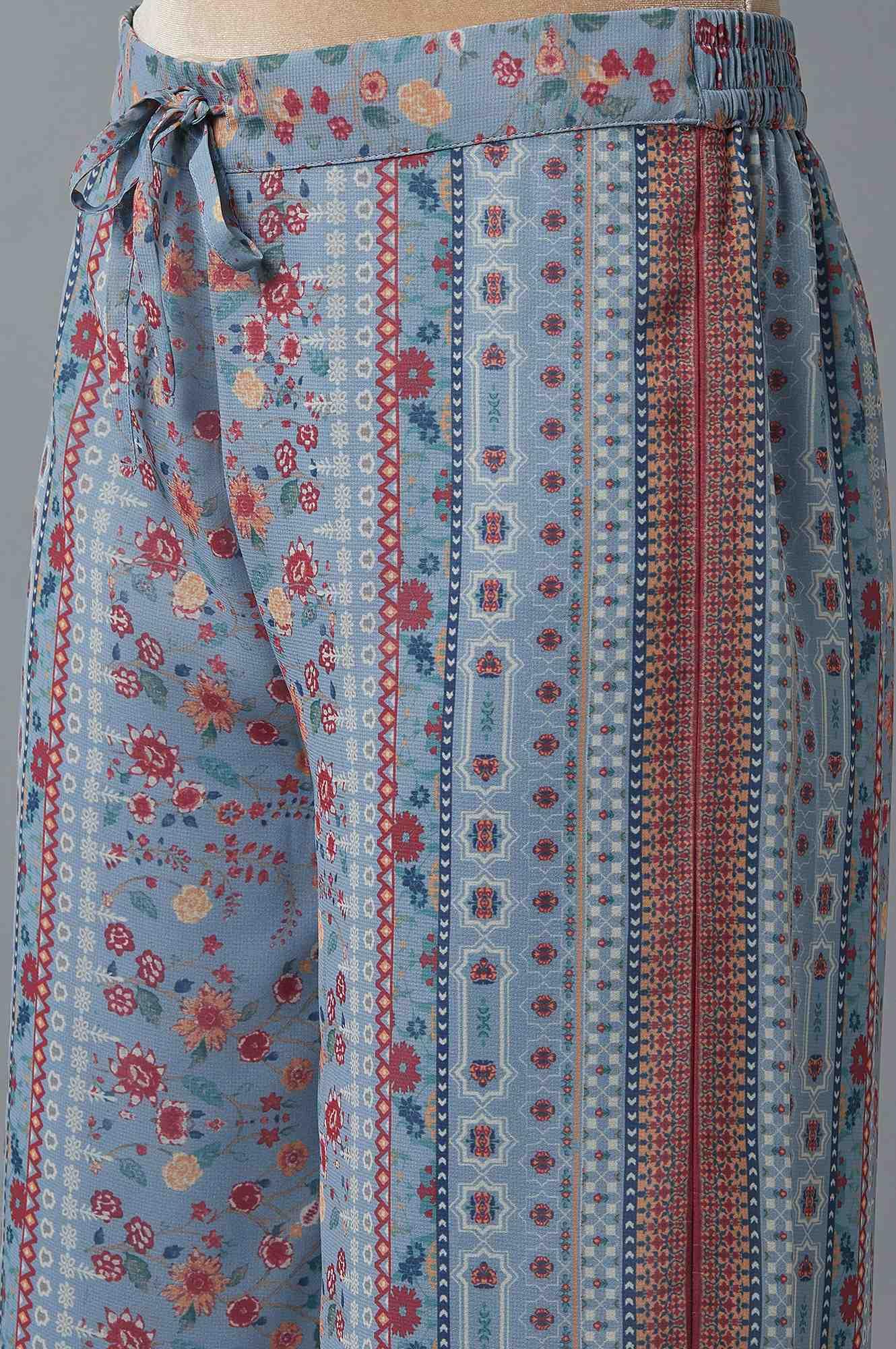 Sky Blue kurta, Parallel Pants and Dupatta Set - wforwoman