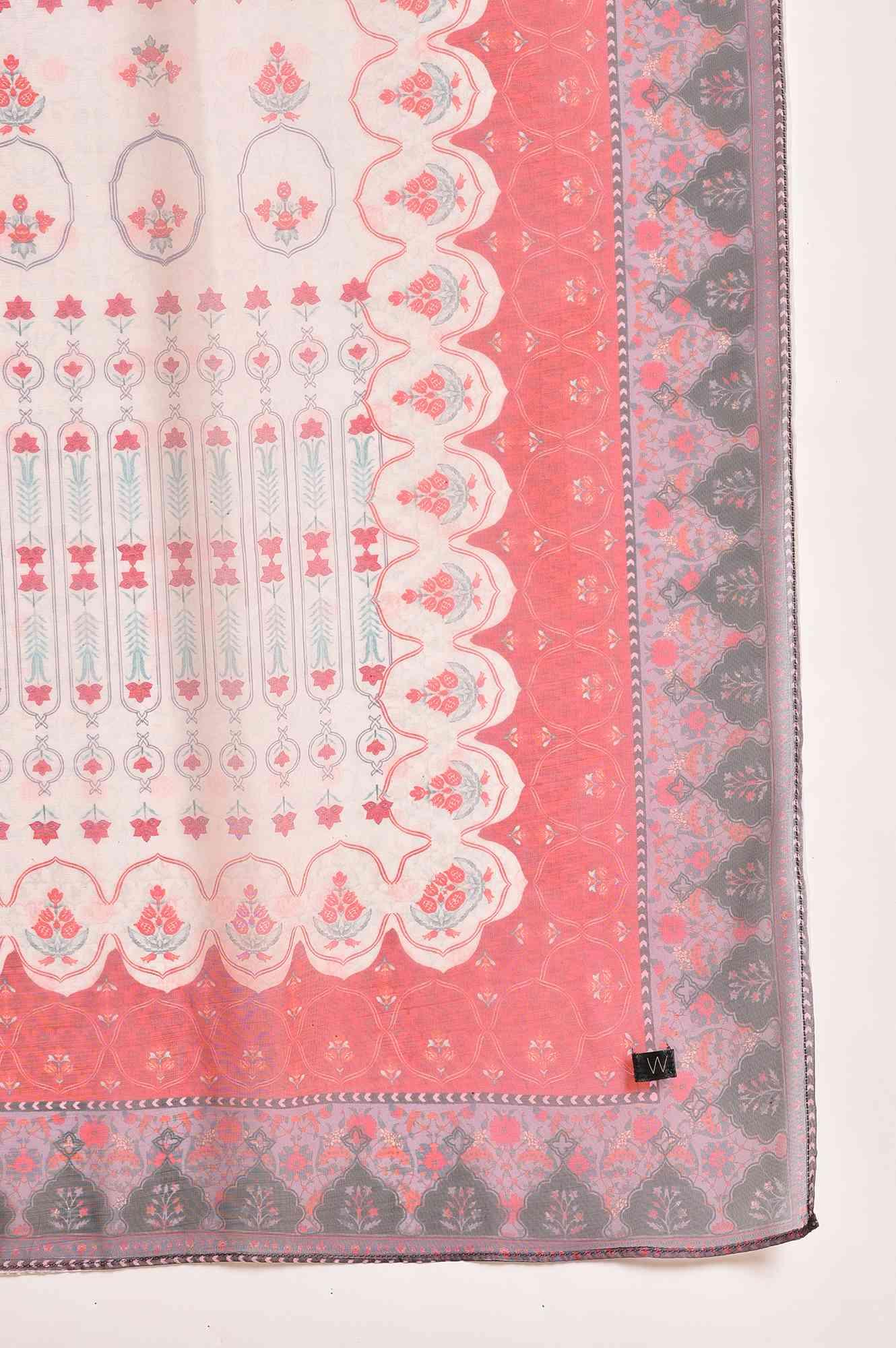 Light Pink Embroidered Kurta, Pants And Dupatta Set - wforwoman