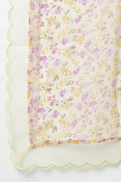 Lemon Yellow Embroidered Chanderi kurta With Slim Pants And Dupatta - wforwoman