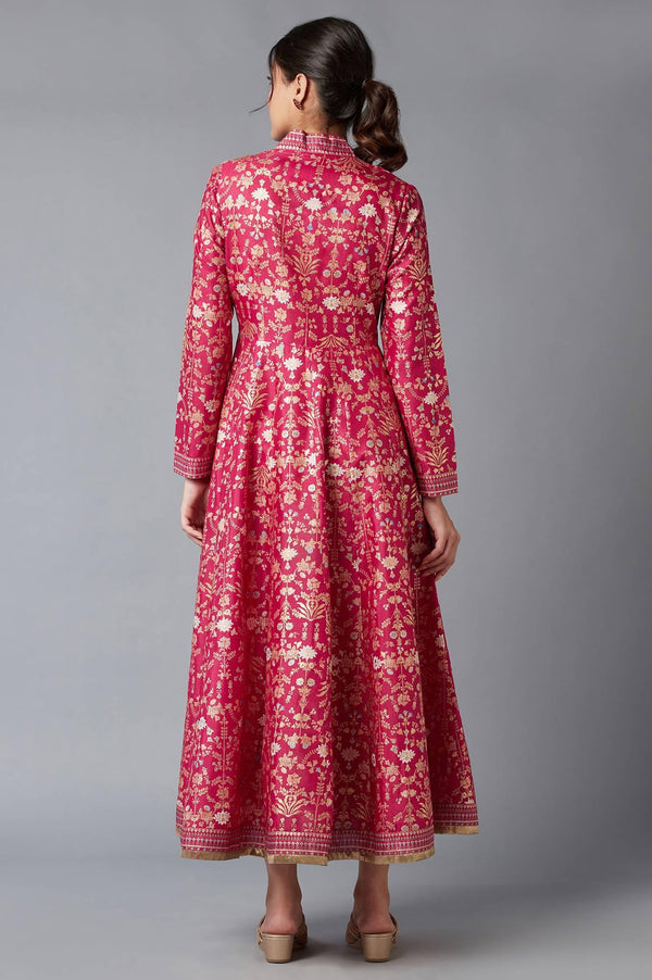 Red Mock Layered Floral Printed Dress