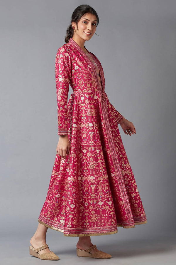 Red Mock Layered Floral Printed Dress