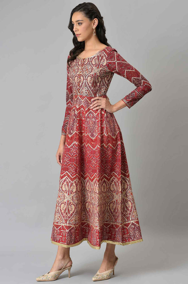 Red Glitter Print Dress