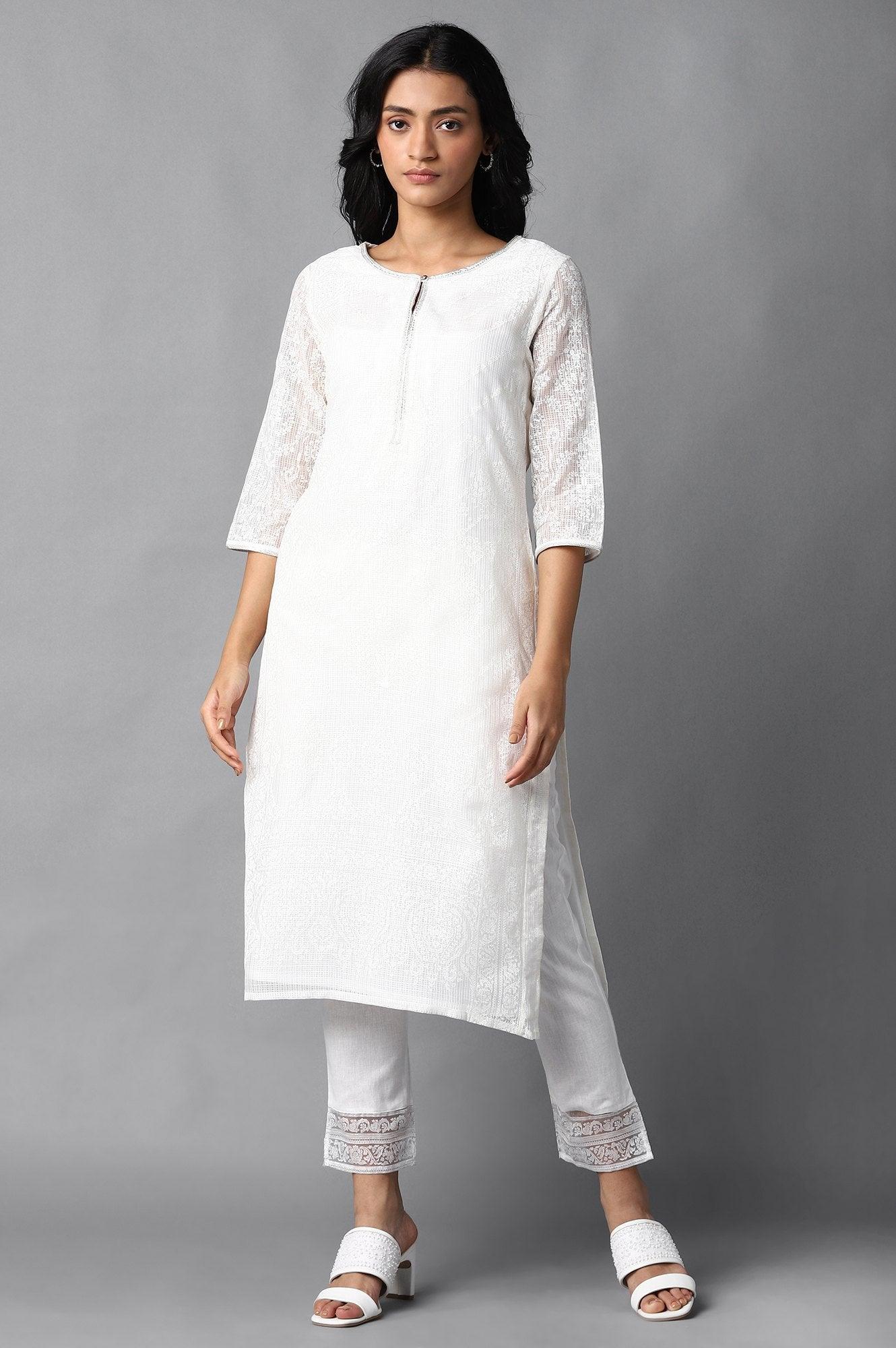 Ecru Kota Printed kurta - wforwoman