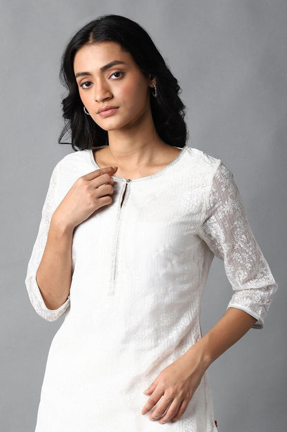 Ecru Kota Printed kurta - wforwoman