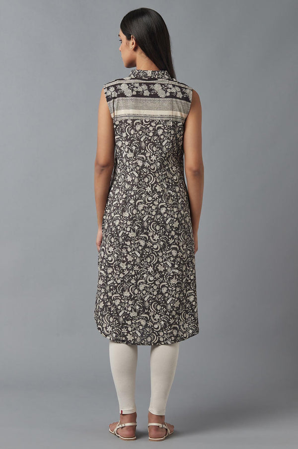 Black and White Shirt Collar kurta