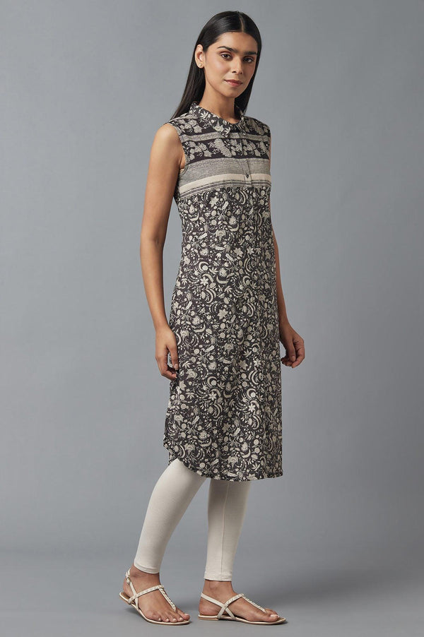 Black and White Shirt Collar kurta