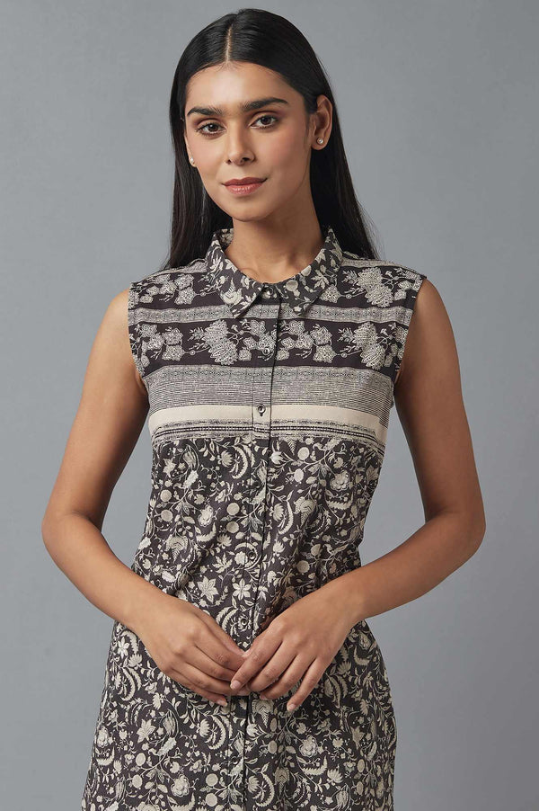 Black and White Shirt Collar kurta