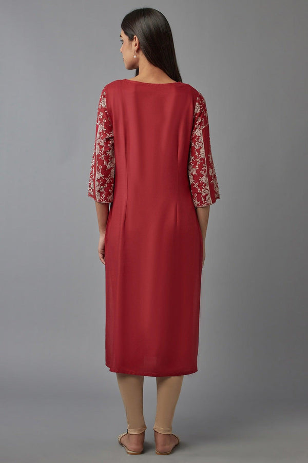 Deep Red Printed kurta