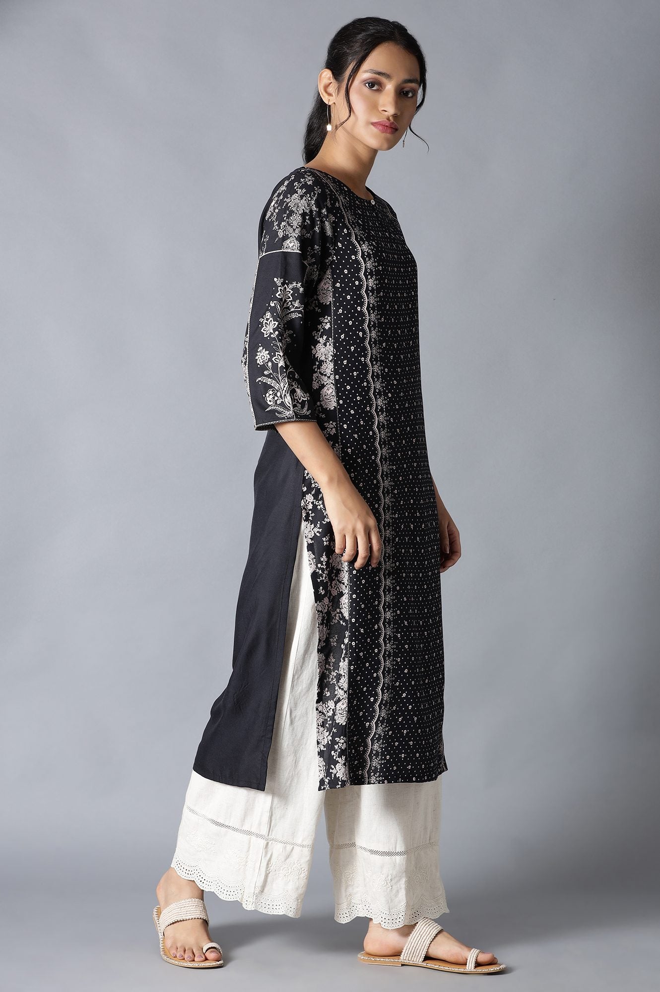 Black Printed kurta