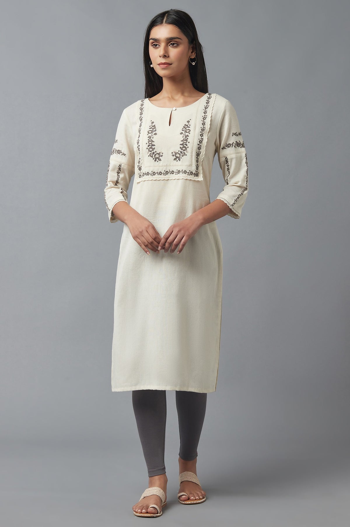 Off-White Embroidered kurta - XS