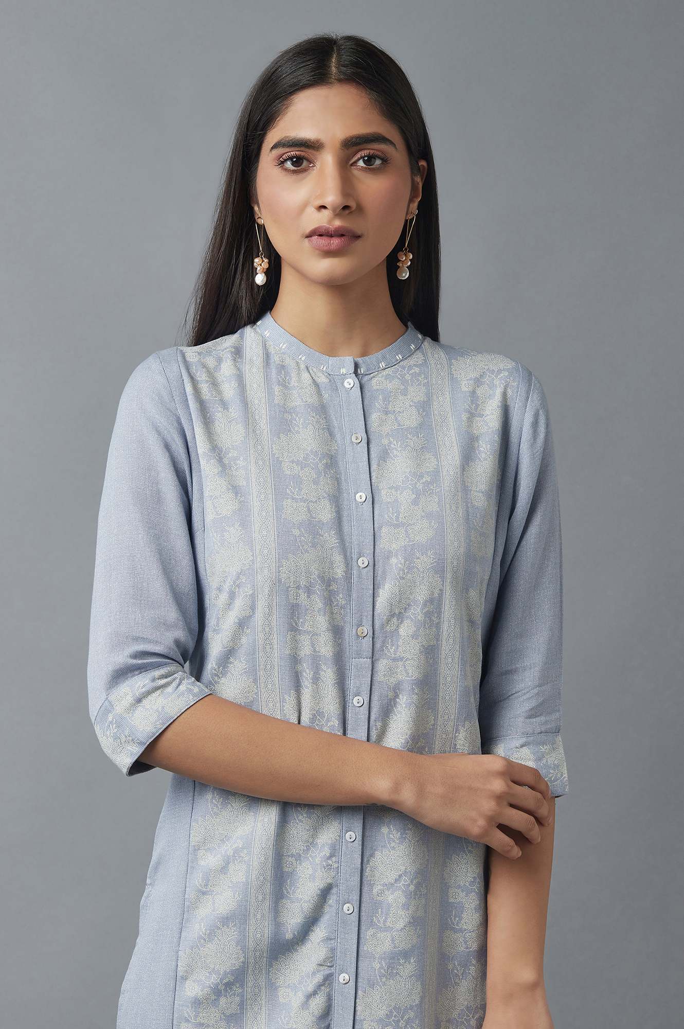 Chambray Blue Button Down kurta