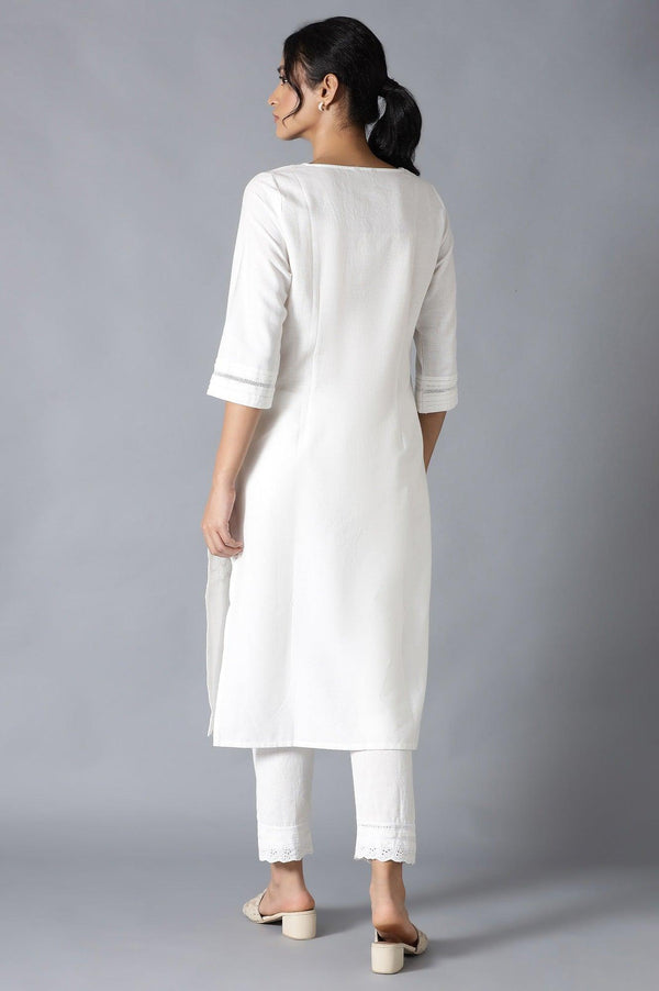 Ecru Embroidered kurta