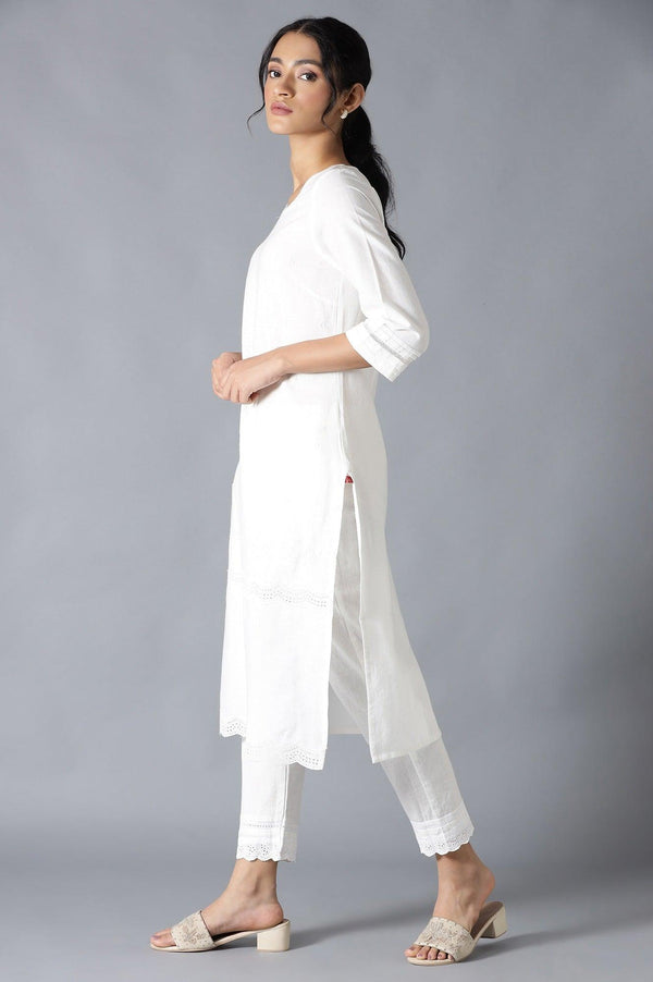 Ecru Embroidered kurta