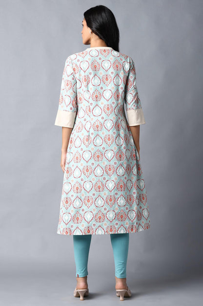 Ecru Paisley Print kurta - wforwoman
