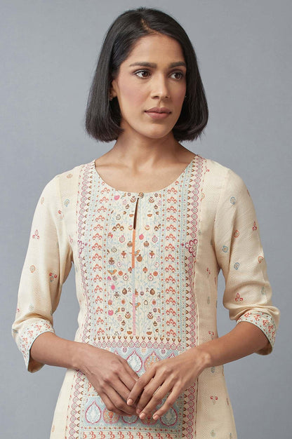 Ecru Panelled kurta - wforwoman