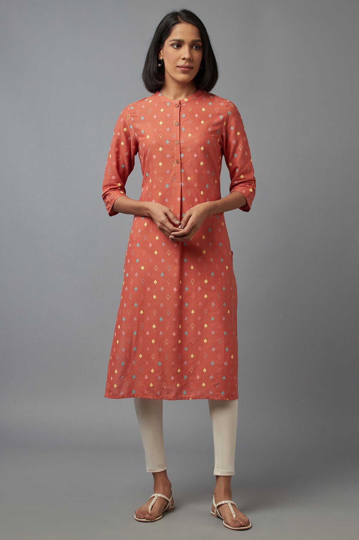 Orange Printed kurta - XS
