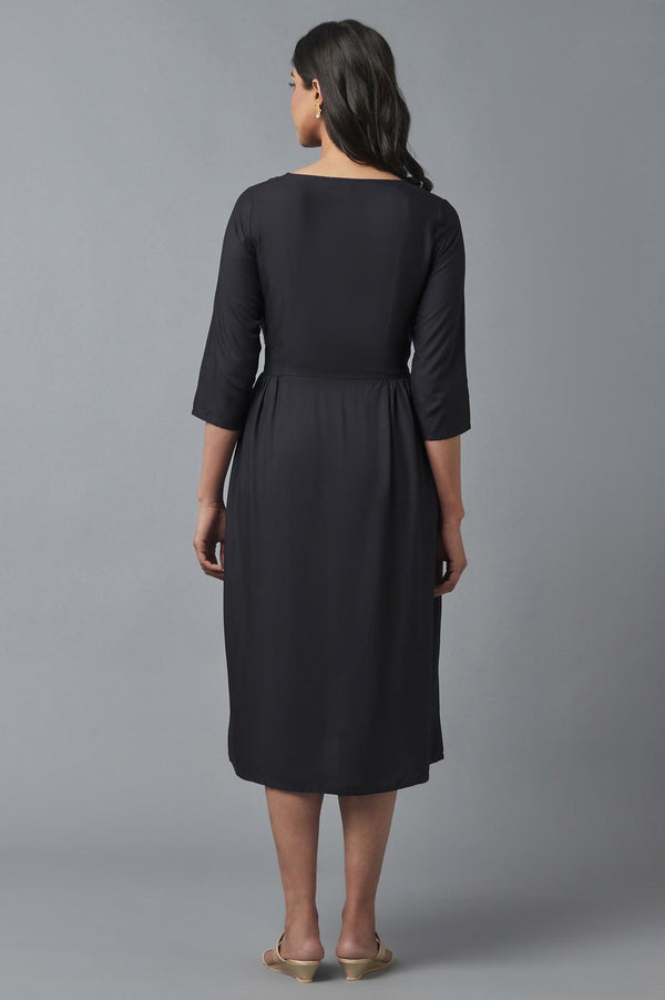 Charcoal Grey Embroidered Dress