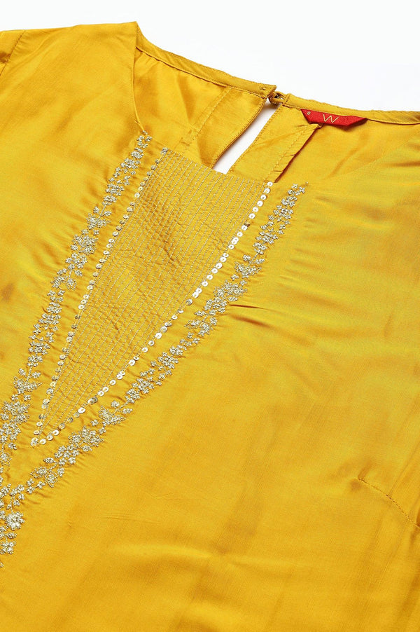 Yellow Embroidered Festive kurta