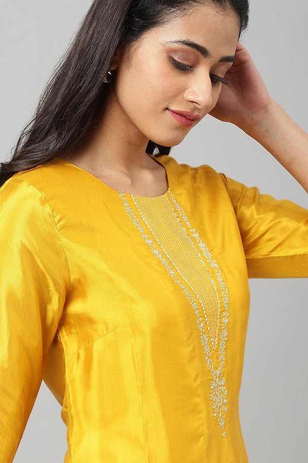 Yellow Embroidered Festive kurta