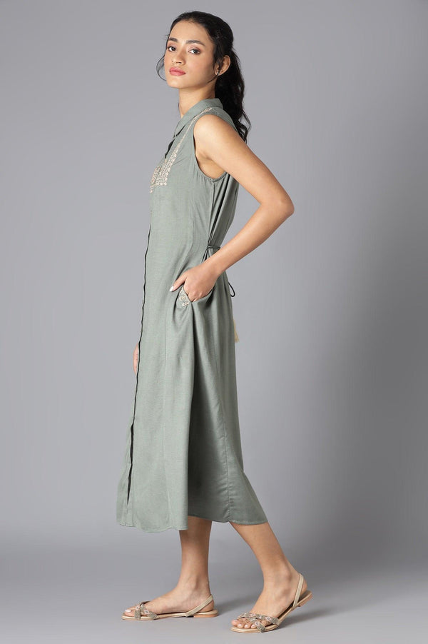 Sage Green Sleeveless Dress
