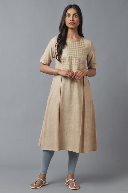 Almond Beige Sequin Work kurta