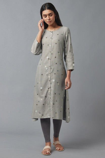 Smoke Grey A-line kurta - wforwoman