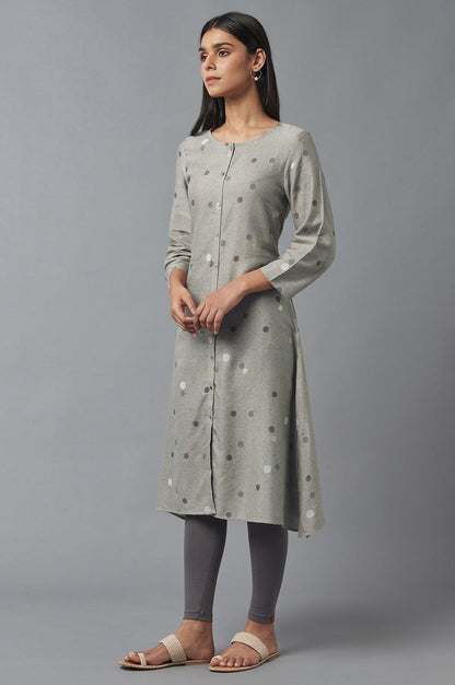 Smoke Grey A-line kurta - wforwoman