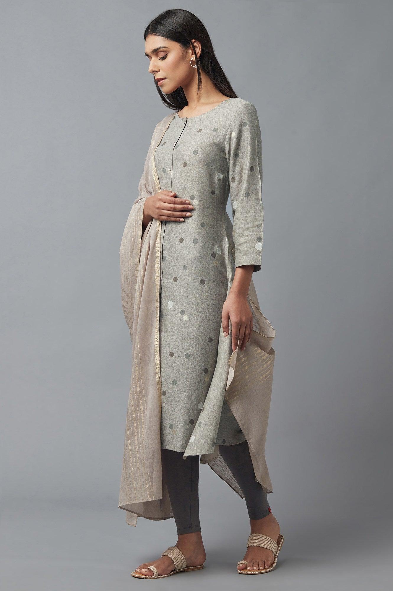 Smoke Grey A-line kurta - wforwoman
