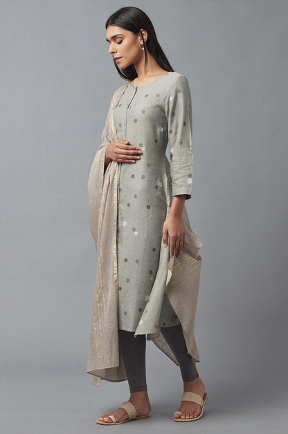 Smoke Grey A-line kurta - wforwoman