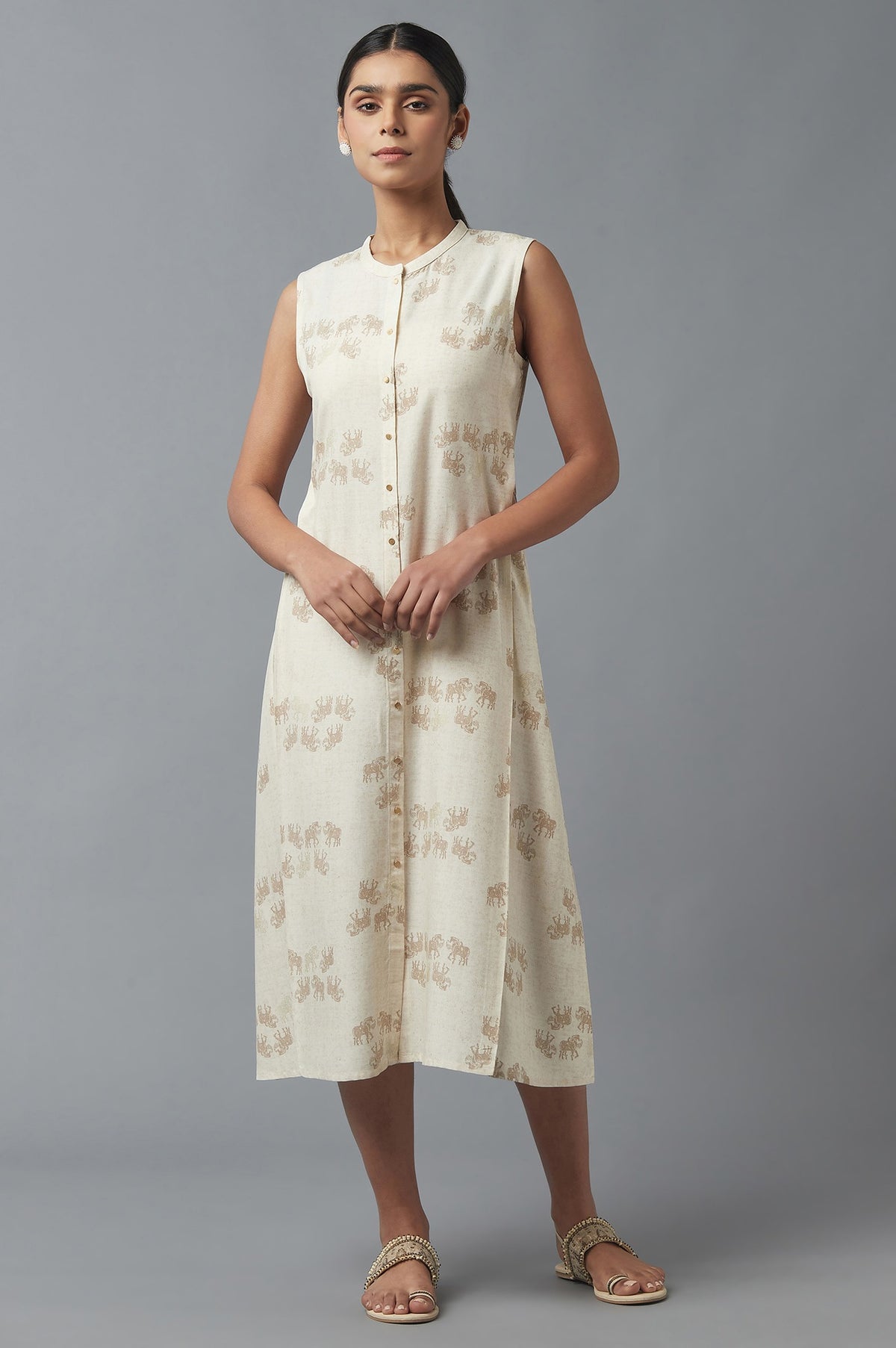 New Beige Front Open kurta - XS
