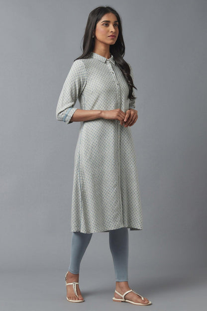 Moonbeam Grey Button Down kurta - wforwoman