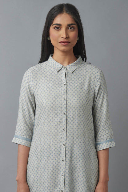 Moonbeam Grey Button Down kurta - wforwoman