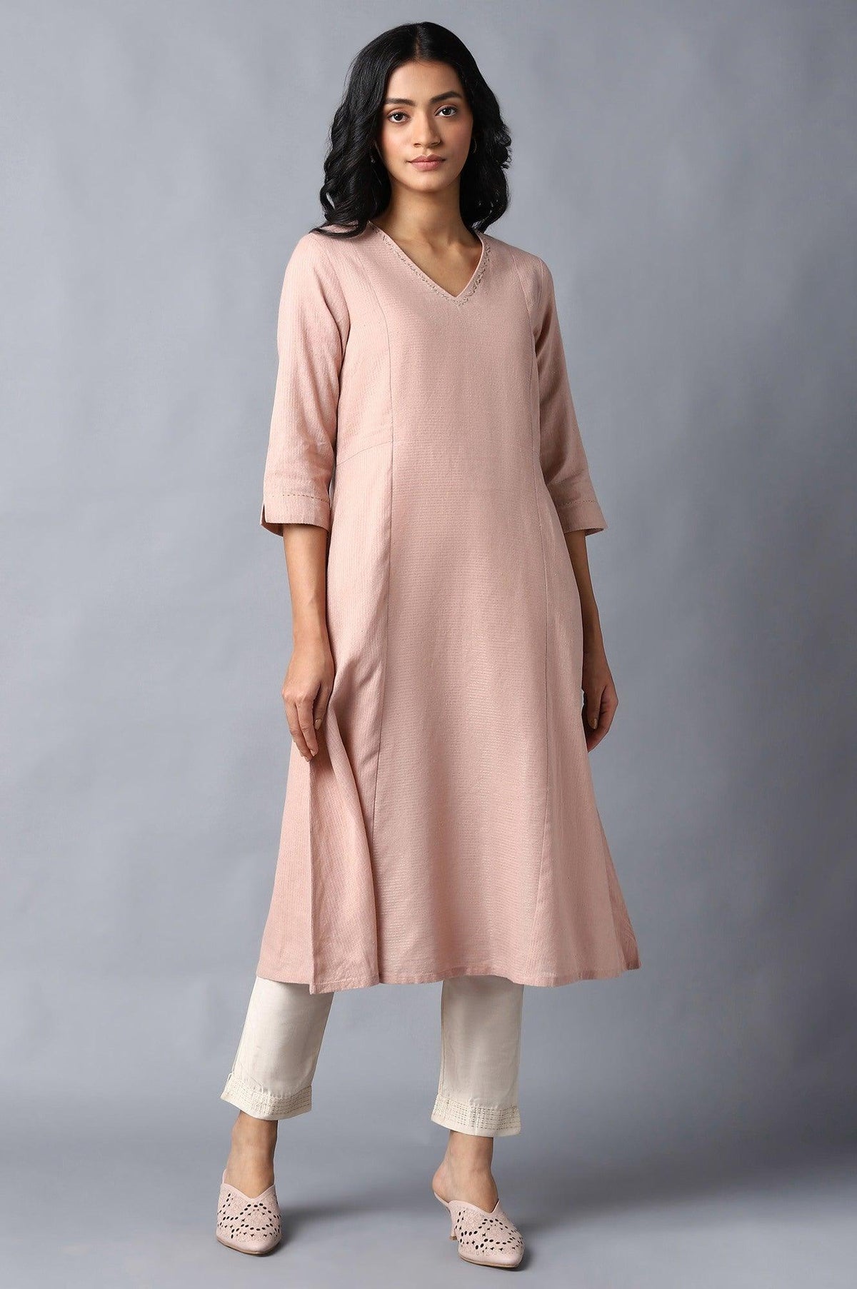 Flamingo Pink A-Line kurta - XS