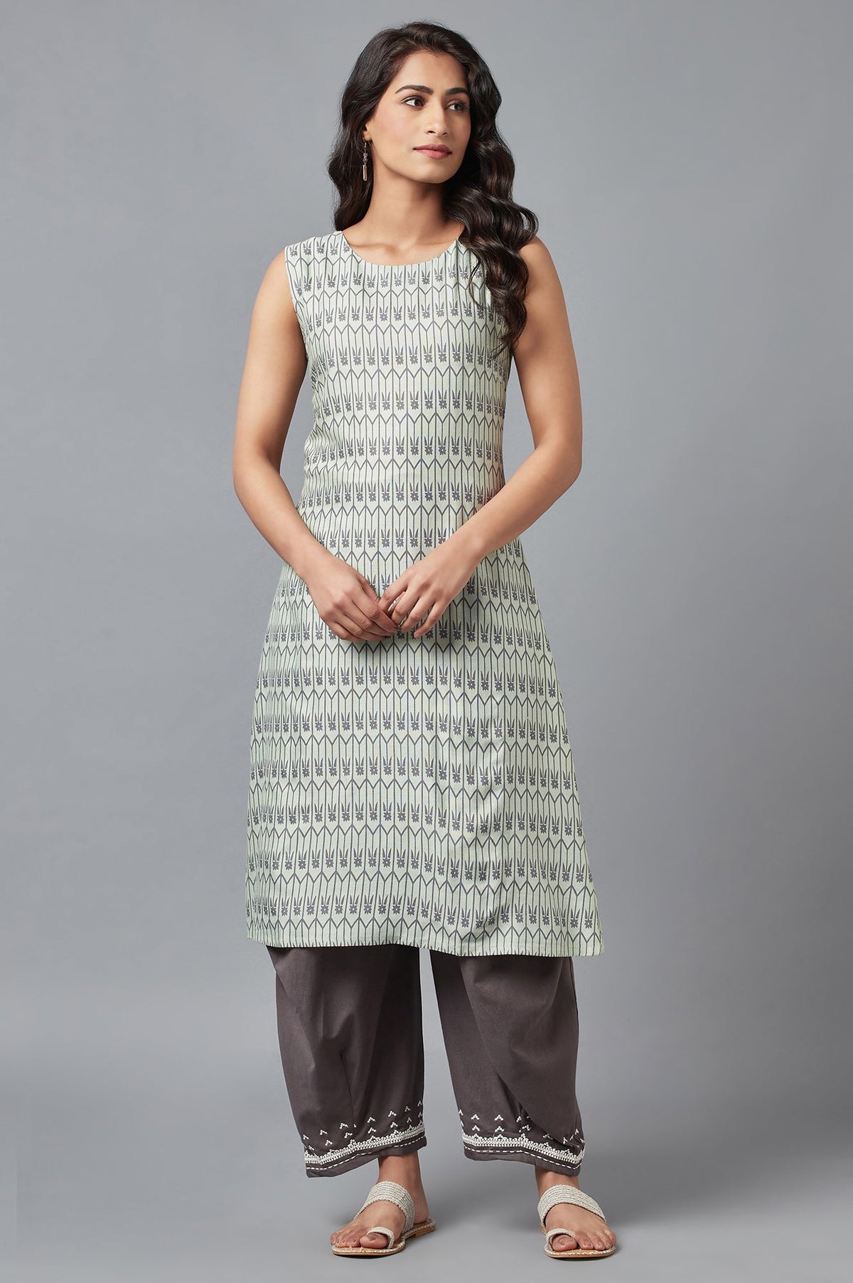 Pistachio Green Printed kurta - XS
