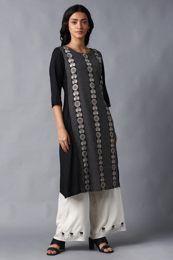 Jet Black A-Line kurta