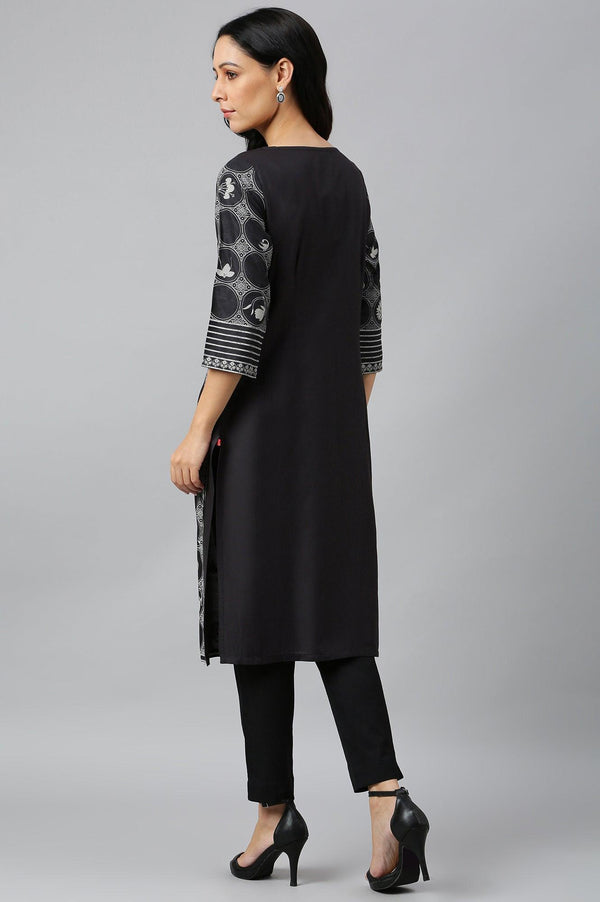 Midnight Black Printed kurta