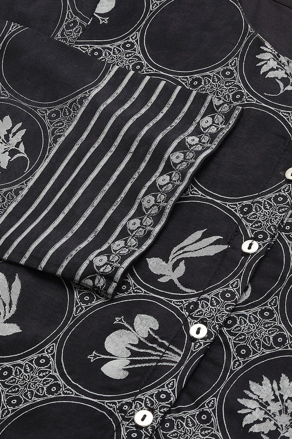 Midnight Black Printed kurta