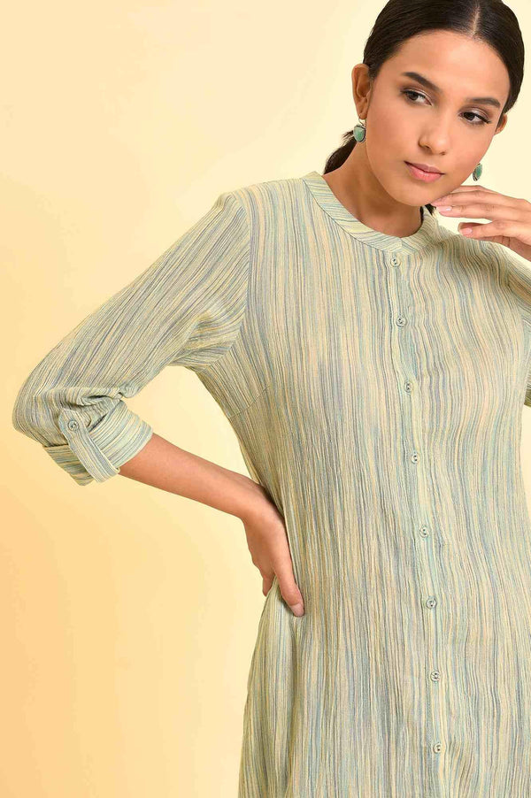 Soft Multi-Coloured Ikkat Crepe Western Dress