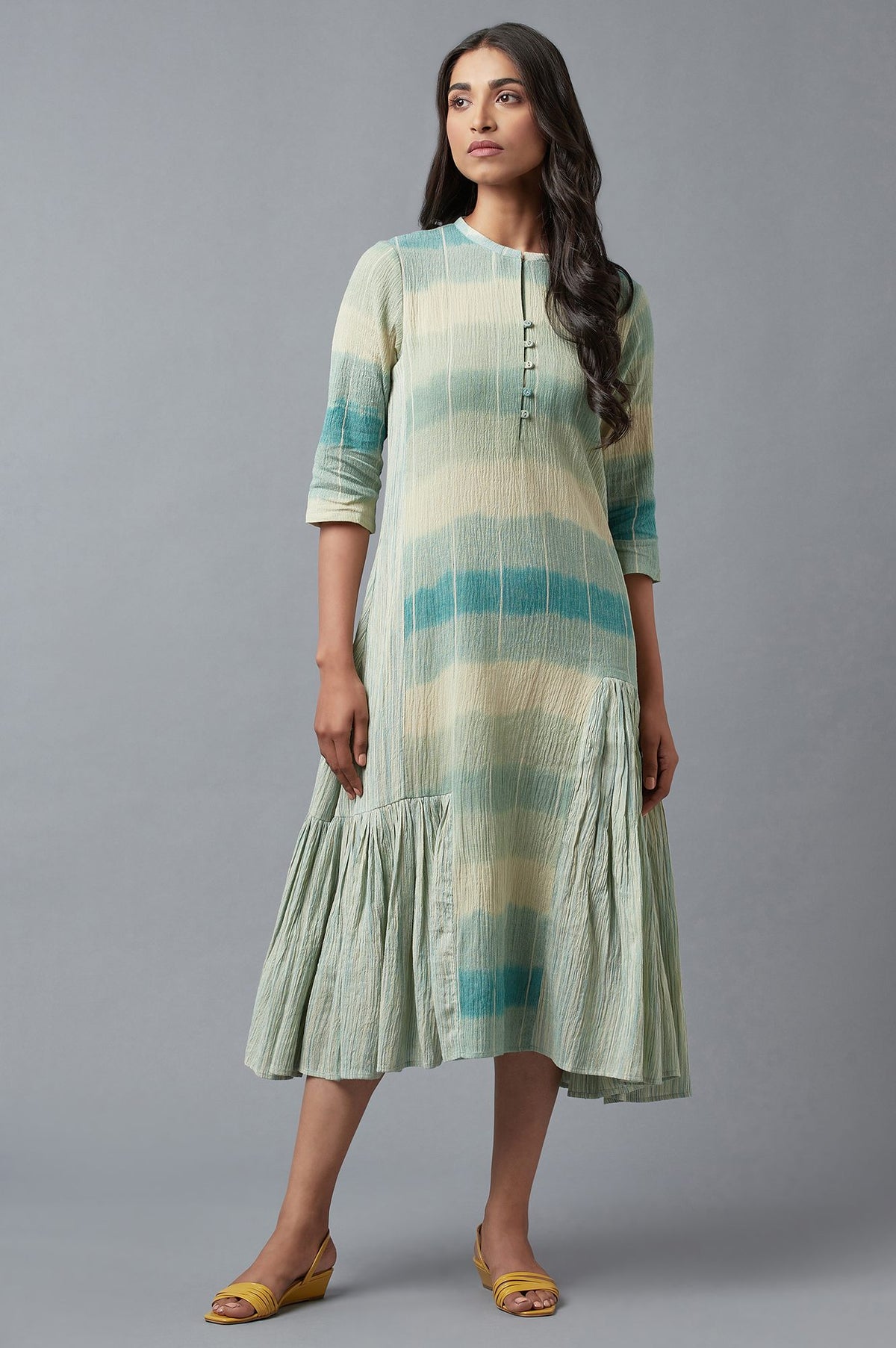 Light Blue Cotton Asymmetric Dress - XS