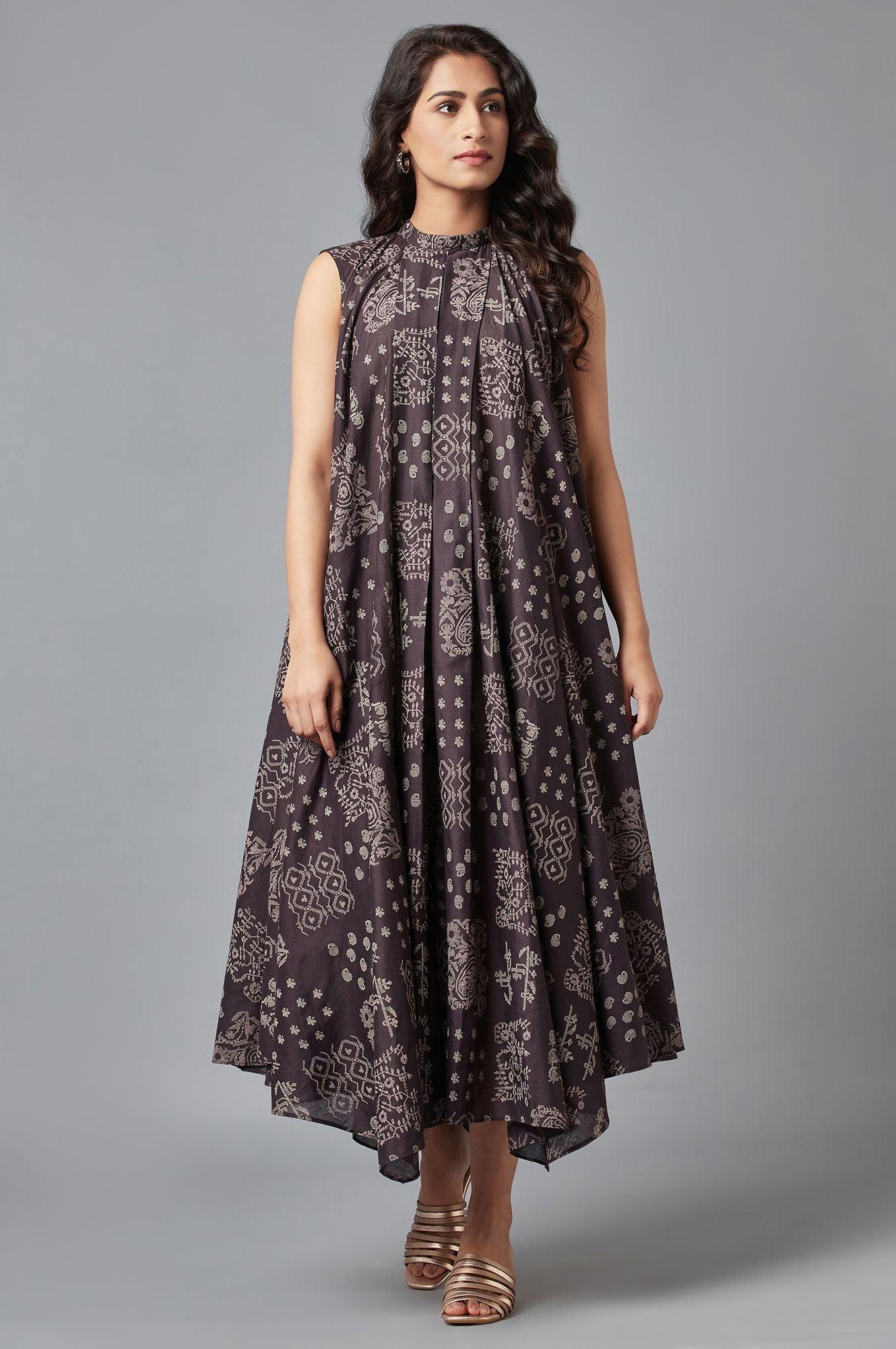 Dark Brown Chocker Neck Maxi Dress - wforwoman